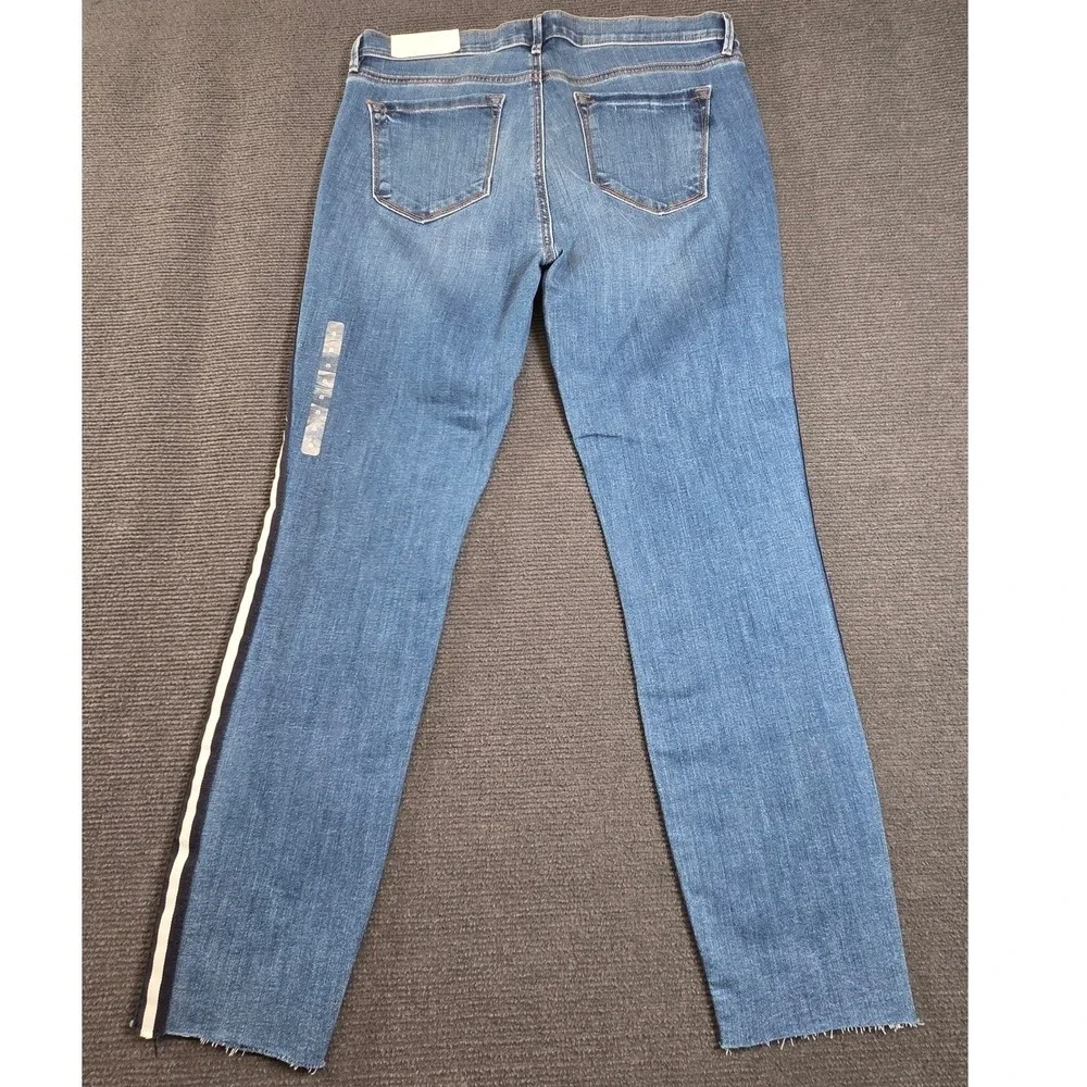 Loft Outlet Modern Skinny Jeans Womens 8 Blue Side Stripe Raw Hem‎ NWT